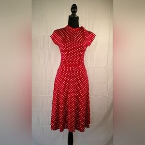 Elegant Red Polka Dot Dress